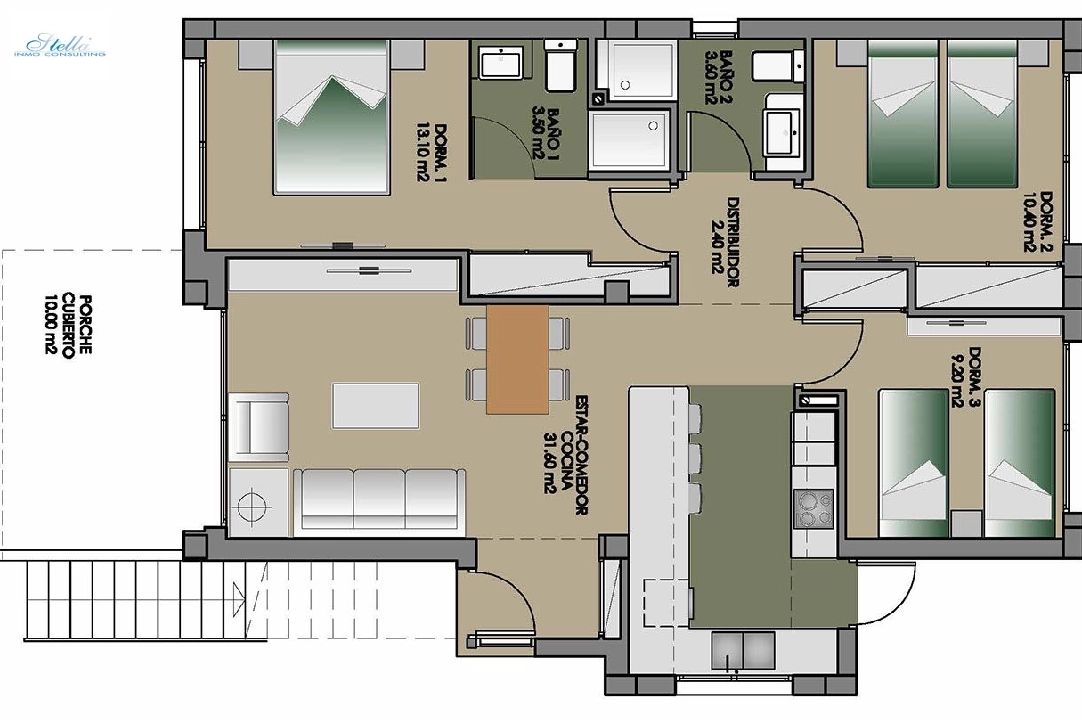 Erdgeschoss Apartment in San Miguel de Salinas zu verkaufen, Wohnfläche 92 m², Zustand Erstbezug, 3 Schlafzimmer, 2 Badezimmer, Pool, ref.: HA-SMN-205-A01-2