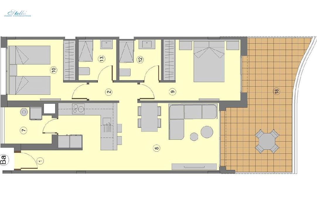 Etagen Apartment in Sa Coma zu verkaufen, Wohnfläche 97 m², Zustand Erstbezug, + fussboden, Klimaanlage, 2 Schlafzimmer, 2 Badezimmer, Pool, ref.: HA-MLN-161-A01-7
