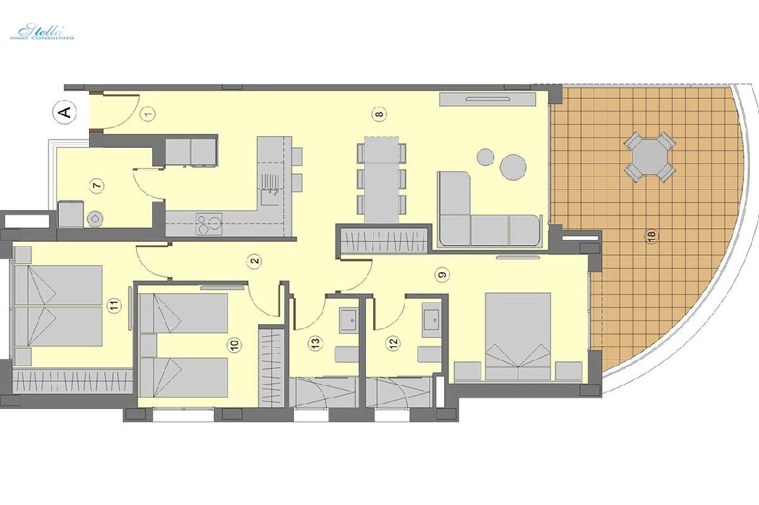 Etagen Apartment in Sa Coma zu verkaufen, Wohnfläche 119 m², Zustand Erstbezug, + fussboden, Klimaanlage, 3 Schlafzimmer, 2 Badezimmer, Pool, ref.: HA-MLN-161-A02-7