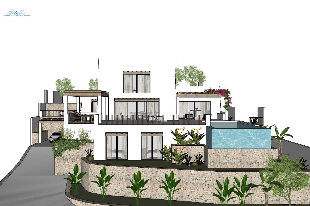 Villa in Moraira zu verkaufen, Wohnfläche 425 m², Baujahr 2023, Klimaanlage, Grundstück 1000 m², 4 Schlafzimmer, 4 Badezimmer, Pool, ref.: BI-MT.H-777-3