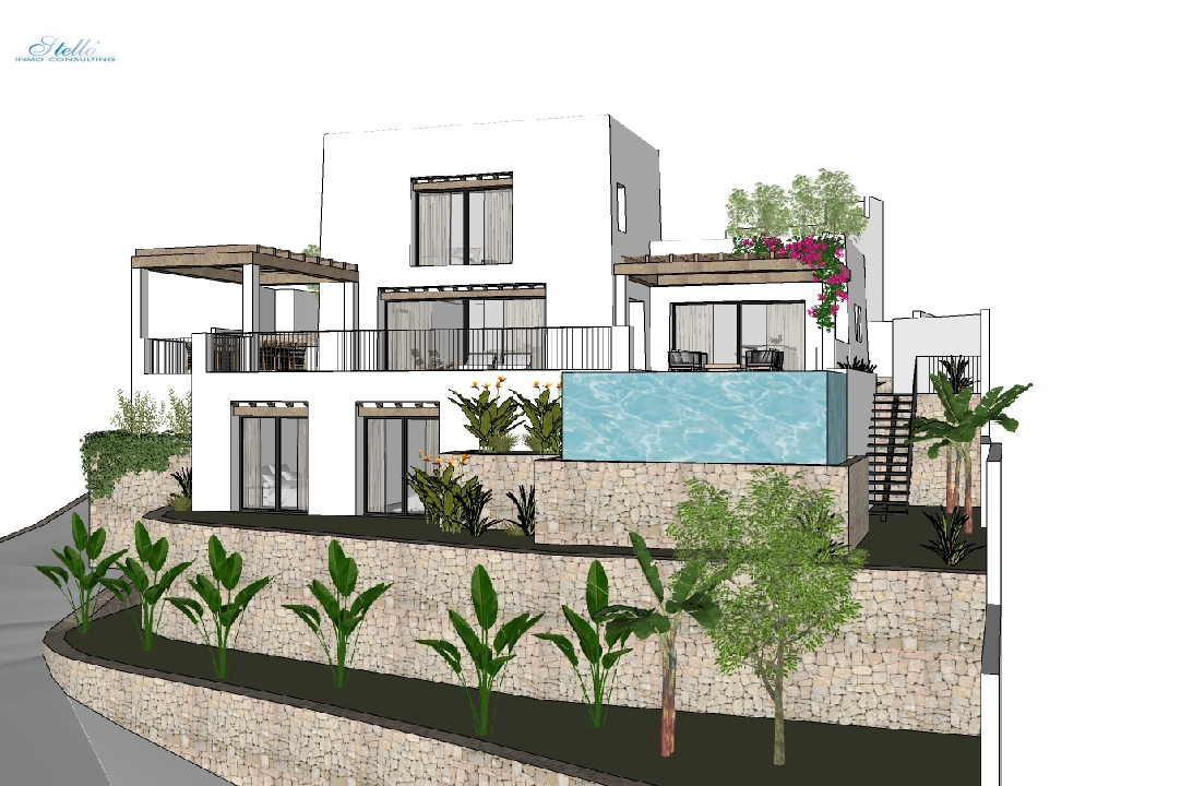Villa in Moraira zu verkaufen, Wohnfläche 425 m², Baujahr 2023, Klimaanlage, Grundstück 1000 m², 4 Schlafzimmer, 4 Badezimmer, Pool, ref.: BI-MT.H-777-6