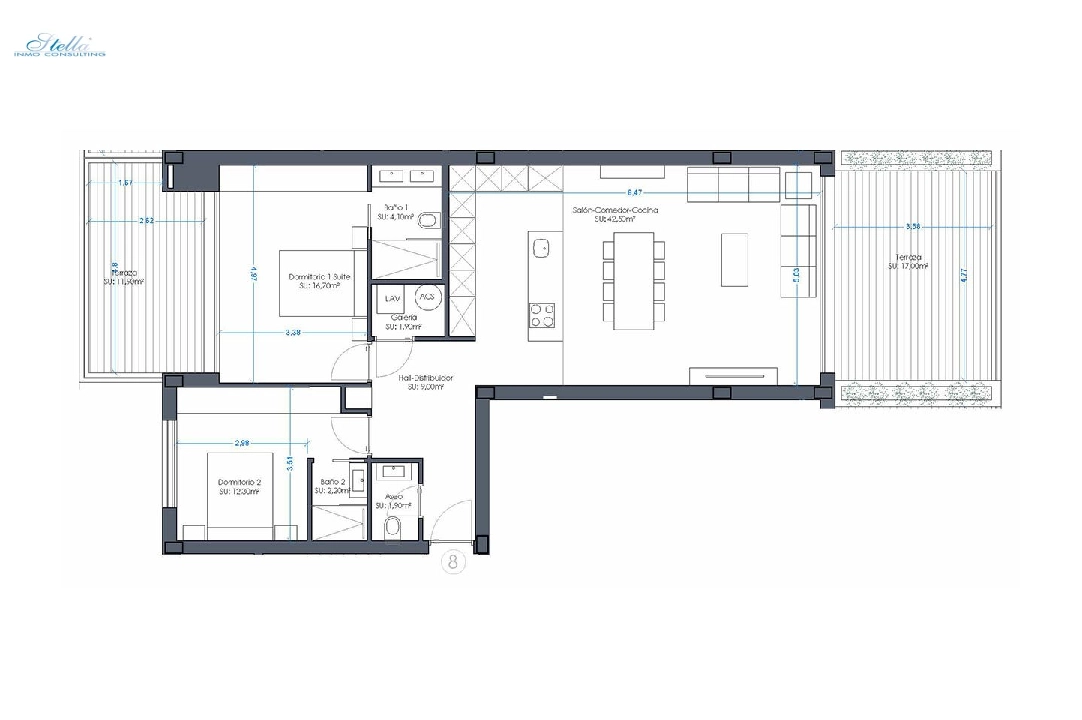 Etagen Apartment in Orihuela Costa zu verkaufen, Wohnfläche 131 m², Zustand Erstbezug, Klimaanlage, 2 Schlafzimmer, 2 Badezimmer, Pool, ref.: HA-OCN-161-A01-6