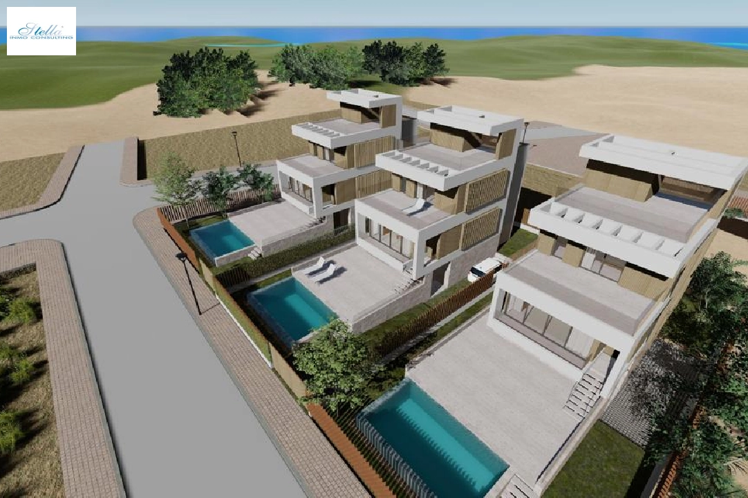 Villa in Oliva zu verkaufen, Wohnfläche 173 m², Baujahr 2023, Zustand Erstbezug, + Fussbodenheizung, Klimaanlage, Grundstück 350 m², 3 Schlafzimmer, 4 Badezimmer, Pool, ref.: AS-1623-23
