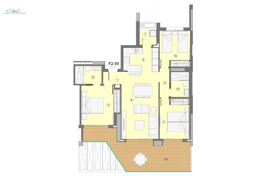 Etagen Apartment in Benidorm zu verkaufen, Wohnfläche 118 m², Zustand Erstbezug, Klimaanlage, 3 Schlafzimmer, 2 Badezimmer, Pool, ref.: HA-BEN-112-A03-7