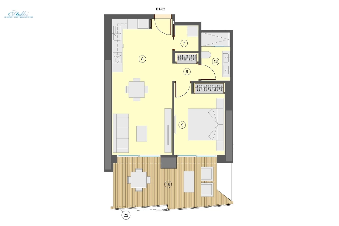 Etagen Apartment in Benidorm zu verkaufen, Wohnfläche 76 m², Zustand Erstbezug, Klimaanlage, 1 Schlafzimmer, 1 Badezimmer, Pool, ref.: HA-BEN-113-A01-16