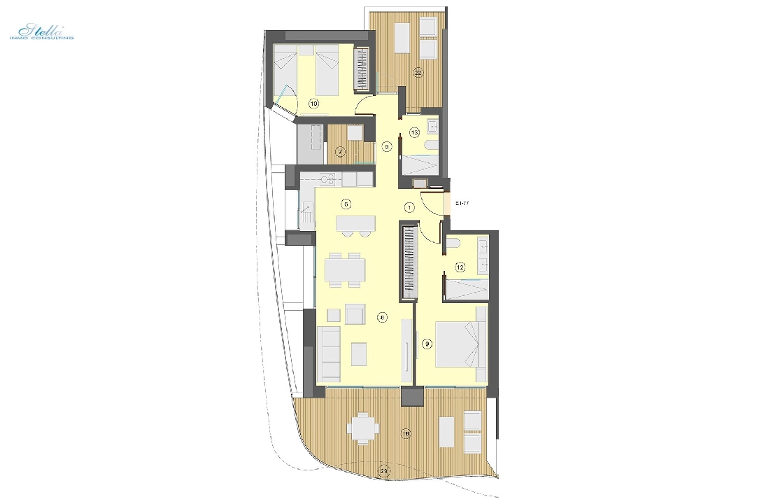 Etagen Apartment in Benidorm zu verkaufen, Wohnfläche 101 m², Zustand Erstbezug, Klimaanlage, 2 Schlafzimmer, 2 Badezimmer, Pool, ref.: HA-BEN-113-A02-18