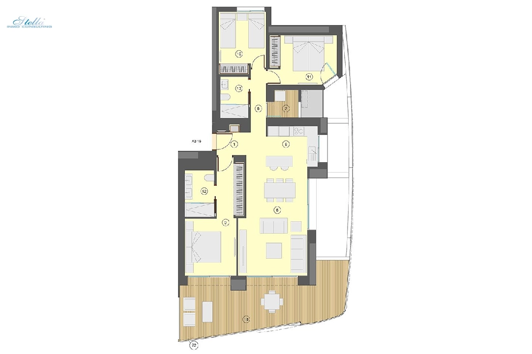 Etagen Apartment in Benidorm zu verkaufen, Wohnfläche 130 m², Zustand Erstbezug, Klimaanlage, 3 Schlafzimmer, 2 Badezimmer, Pool, ref.: HA-BEN-113-A03-17