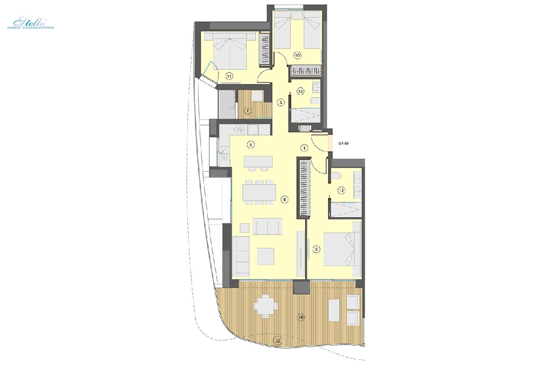 Etagen Apartment in Benidorm zu verkaufen, Wohnfläche 130 m², Zustand Erstbezug, Klimaanlage, 3 Schlafzimmer, 2 Badezimmer, Pool, ref.: HA-BEN-113-A03-20