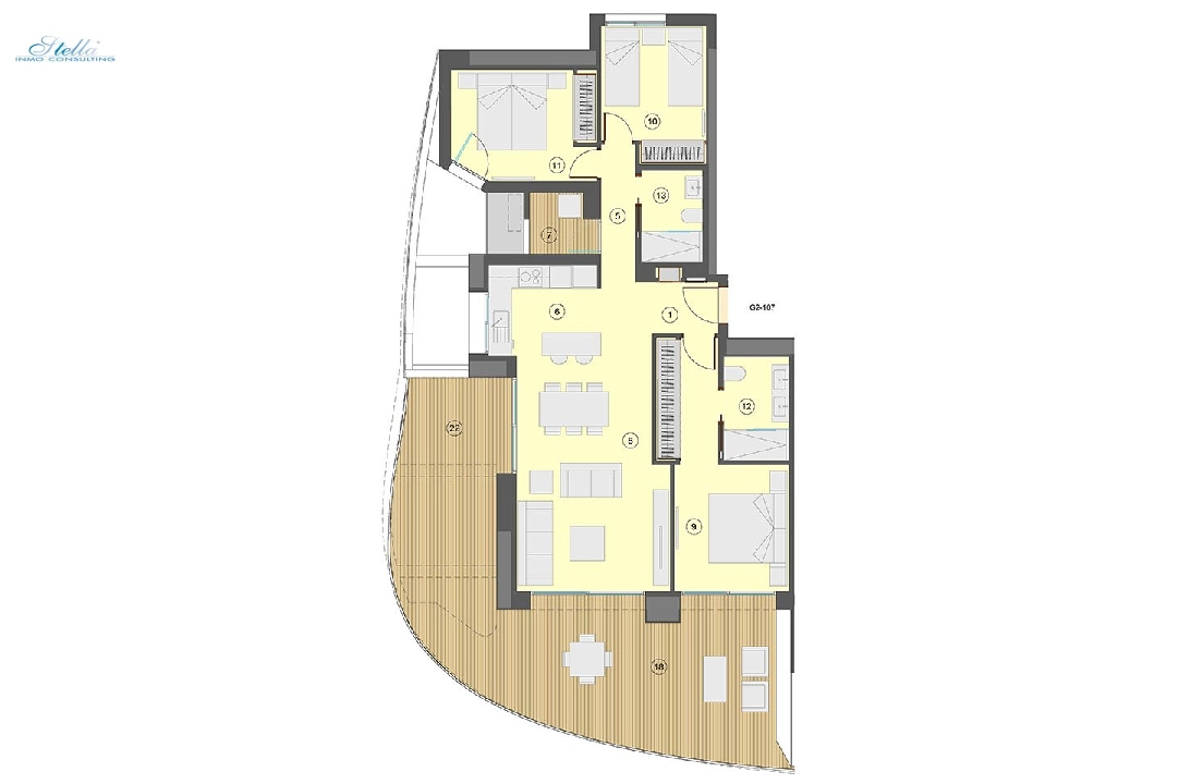 Etagen Apartment in Benidorm zu verkaufen, Wohnfläche 130 m², Zustand Erstbezug, Klimaanlage, 3 Schlafzimmer, 2 Badezimmer, Pool, ref.: HA-BEN-113-A03-21