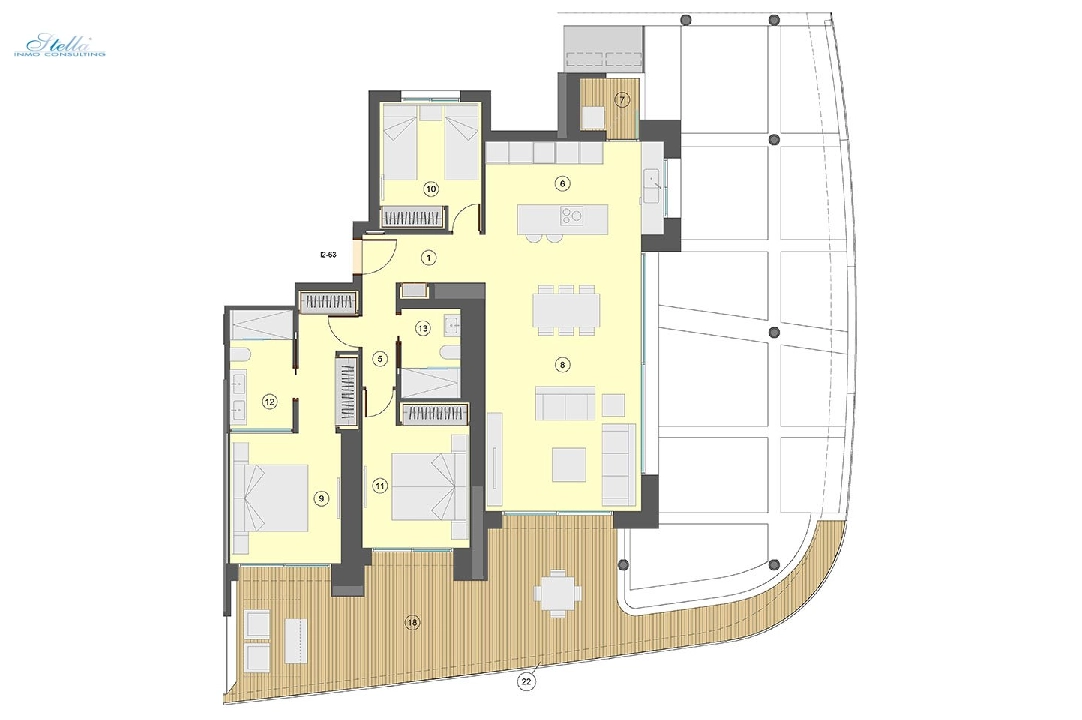 Etagen Apartment in Benidorm zu verkaufen, Wohnfläche 130 m², Zustand Erstbezug, Klimaanlage, 3 Schlafzimmer, 2 Badezimmer, Pool, ref.: HA-BEN-113-A03-23