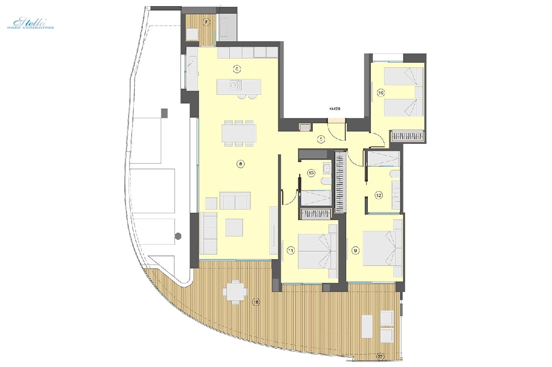 Etagen Apartment in Benidorm zu verkaufen, Wohnfläche 130 m², Zustand Erstbezug, Klimaanlage, 3 Schlafzimmer, 2 Badezimmer, Pool, ref.: HA-BEN-113-A03-26