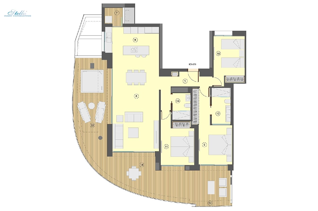 Etagen Apartment in Benidorm zu verkaufen, Wohnfläche 130 m², Zustand Erstbezug, Klimaanlage, 3 Schlafzimmer, 2 Badezimmer, Pool, ref.: HA-BEN-113-A03-27