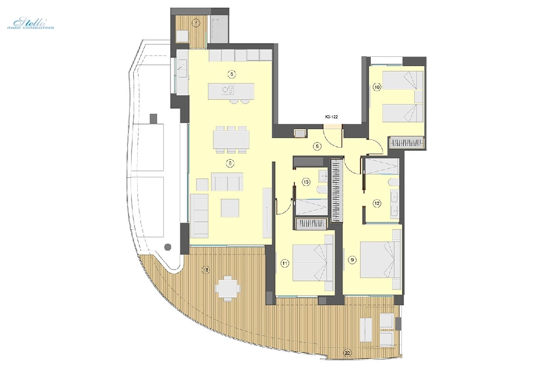 Etagen Apartment in Benidorm zu verkaufen, Wohnfläche 130 m², Zustand Erstbezug, Klimaanlage, 3 Schlafzimmer, 2 Badezimmer, Pool, ref.: HA-BEN-113-A03-28