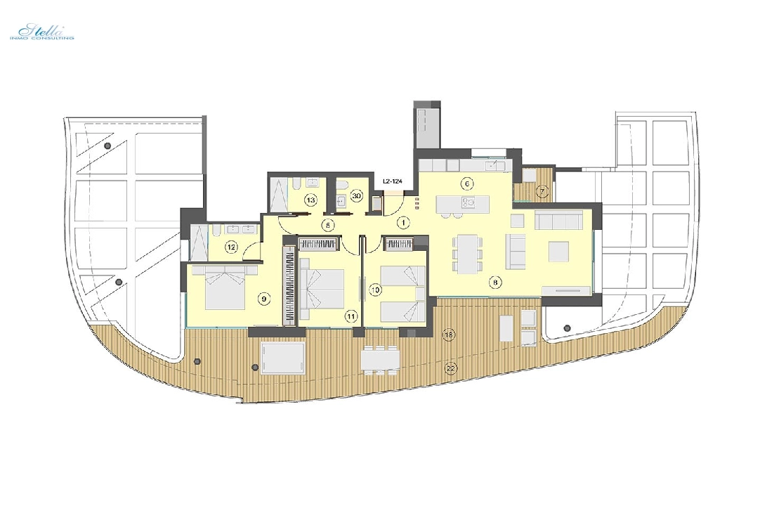 Etagen Apartment in Benidorm zu verkaufen, Wohnfläche 130 m², Zustand Erstbezug, Klimaanlage, 3 Schlafzimmer, 2 Badezimmer, Pool, ref.: HA-BEN-113-A03-30