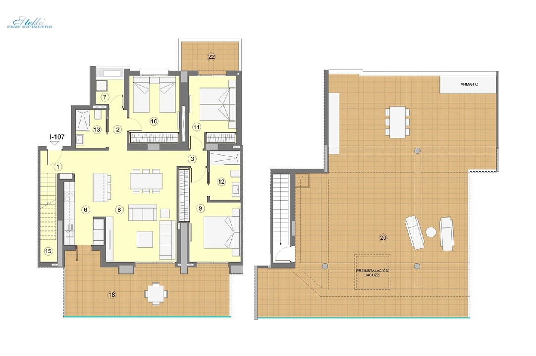 Penthouse Apartment in Benidorm zu verkaufen, Wohnfläche 296 m², Zustand Erstbezug, + fussboden, Klimaanlage, 3 Schlafzimmer, 2 Badezimmer, Pool, ref.: HA-BEN-112-A04-10