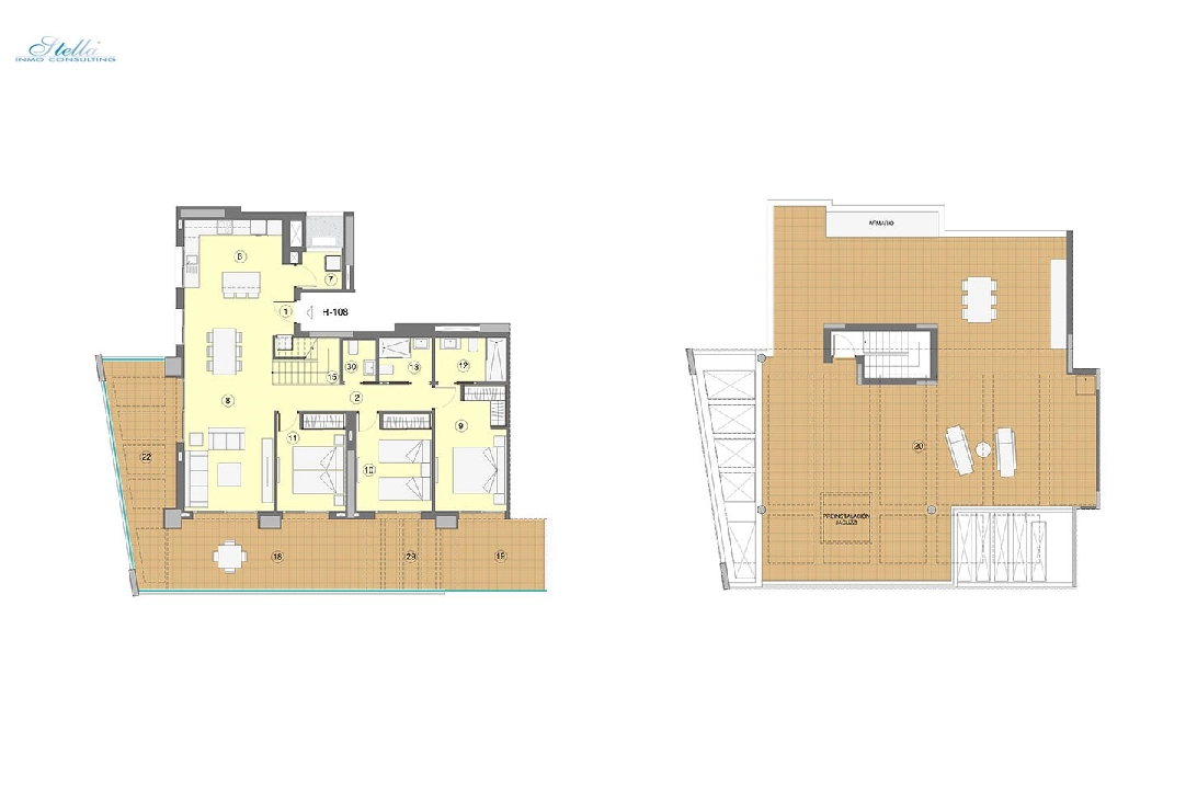 Penthouse Apartment in Benidorm zu verkaufen, Wohnfläche 347 m², Zustand Erstbezug, + fussboden, Klimaanlage, 3 Schlafzimmer, 2 Badezimmer, Pool, ref.: HA-BEN-112-A05-10