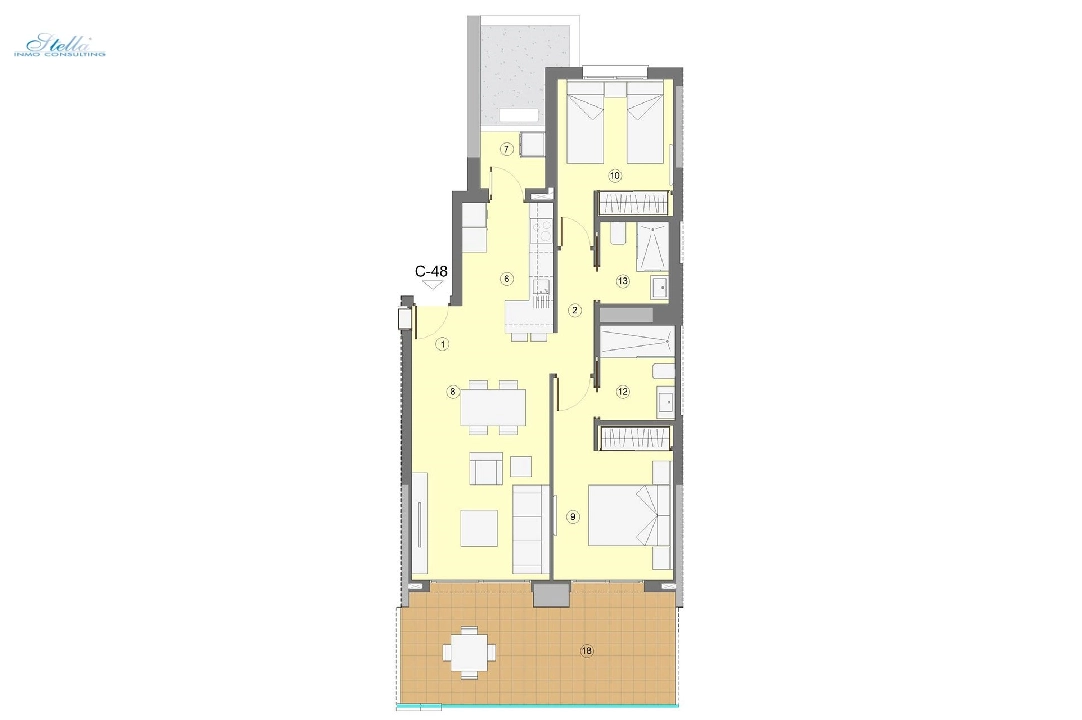 Etagen Apartment in Benidorm zu verkaufen, Wohnfläche 94 m², Zustand Erstbezug, Klimaanlage, 2 Schlafzimmer, 2 Badezimmer, Pool, ref.: HA-BEN-112-A02-10