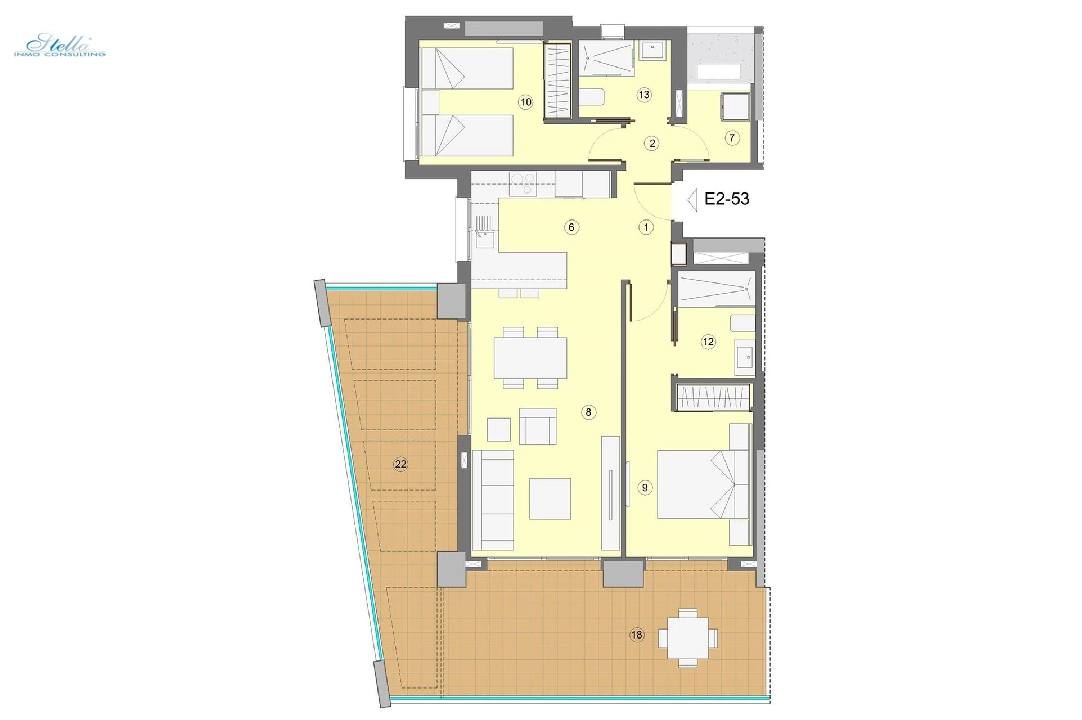 Etagen Apartment in Benidorm zu verkaufen, Wohnfläche 94 m², Zustand Erstbezug, Klimaanlage, 2 Schlafzimmer, 2 Badezimmer, Pool, ref.: HA-BEN-112-A02-12