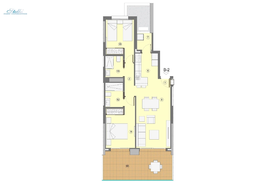Etagen Apartment in Benidorm zu verkaufen, Wohnfläche 94 m², Zustand Erstbezug, Klimaanlage, 2 Schlafzimmer, 2 Badezimmer, Pool, ref.: HA-BEN-112-A02-9