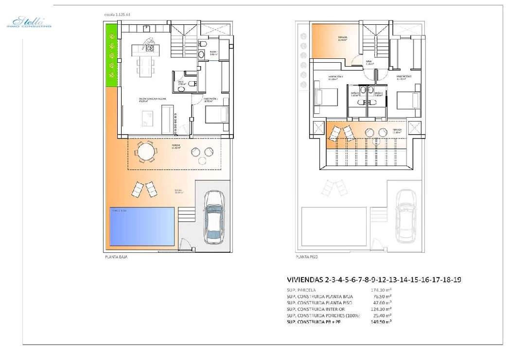 Eck-Reihenhaus in Dolores zu verkaufen, Wohnfläche 149 m², Zustand Erstbezug, Grundstück 174 m², 3 Schlafzimmer, 3 Badezimmer, Pool, ref.: HA-DON-114-Q01-5
