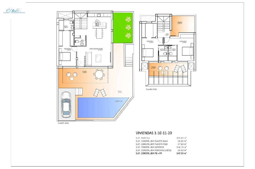Eck-Reihenhaus in Dolores zu verkaufen, Wohnfläche 149 m², Zustand Erstbezug, Grundstück 174 m², 3 Schlafzimmer, 3 Badezimmer, Pool, ref.: HA-DON-114-Q01-6