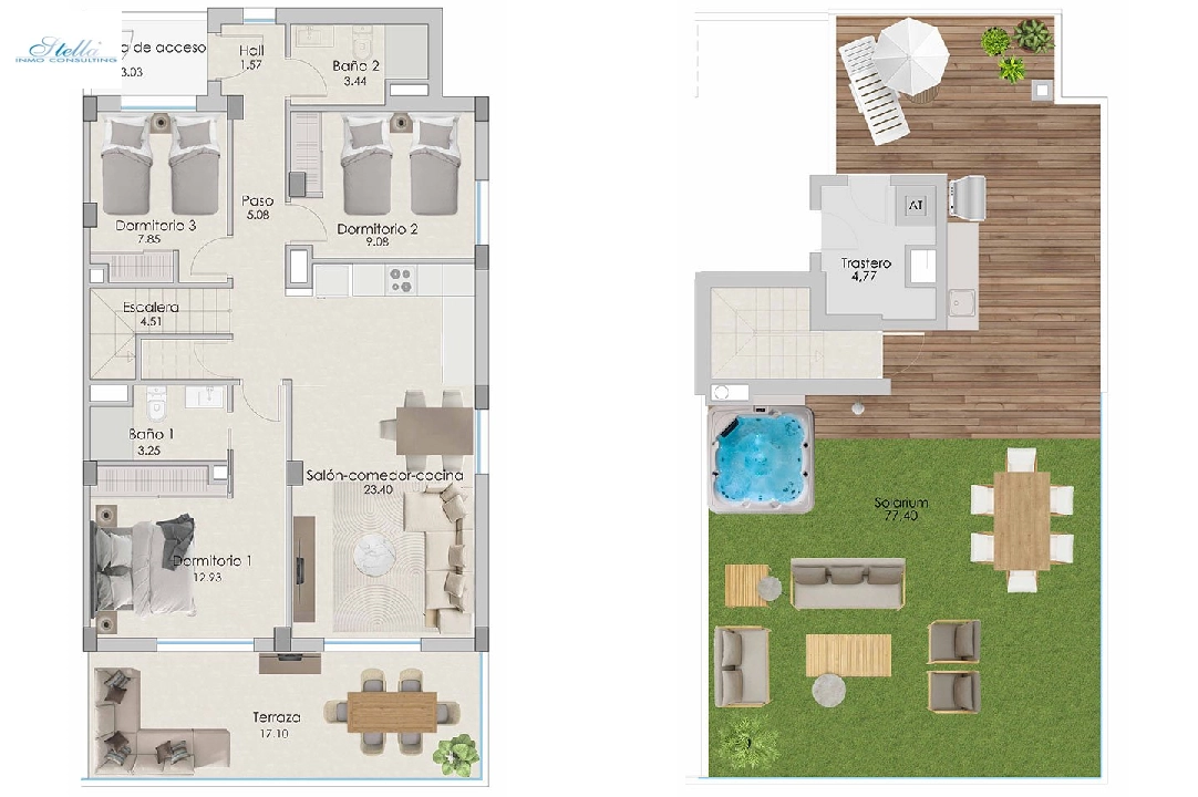 Penthouse Apartment in Santa Pola zu verkaufen, Wohnfläche 251 m², Zustand Erstbezug, 3 Schlafzimmer, 2 Badezimmer, Pool, ref.: HA-SPN-702-A04-12