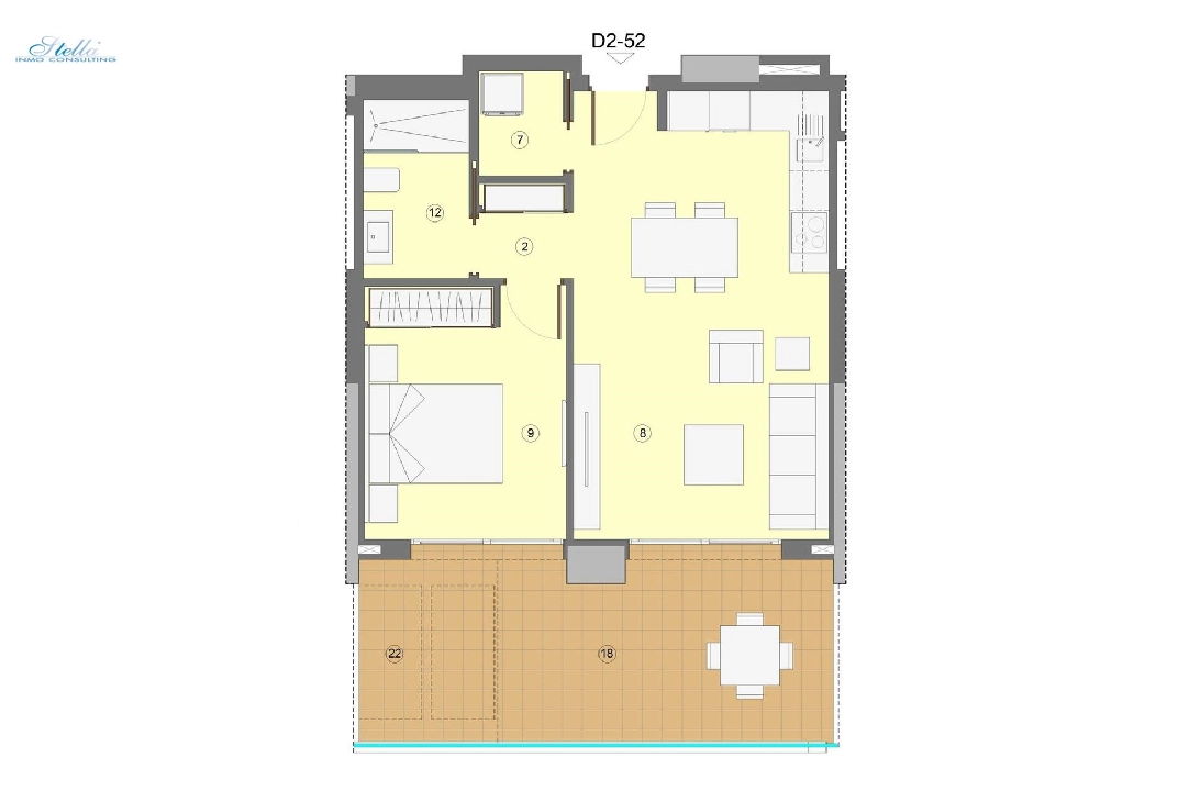 Etagen Apartment in Benidorm zu verkaufen, Wohnfläche 69 m², Zustand Erstbezug, Klimaanlage, 1 Schlafzimmer, 1 Badezimmer, Pool, ref.: HA-BEN-112-A01-10