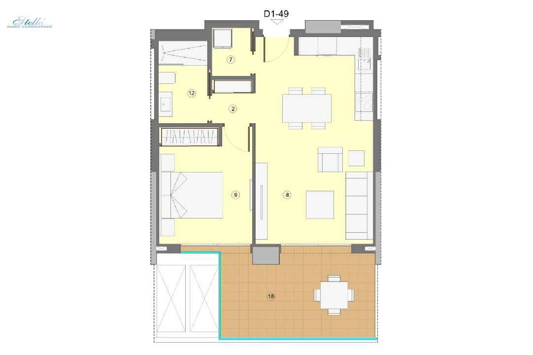 Etagen Apartment in Benidorm zu verkaufen, Wohnfläche 69 m², Zustand Erstbezug, Klimaanlage, 1 Schlafzimmer, 1 Badezimmer, Pool, ref.: HA-BEN-112-A01-9