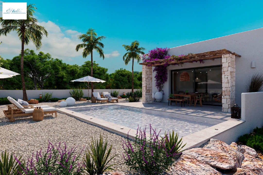 Villa in Denia(Marquesa 4) zu verkaufen, Wohnfläche 120 m², Baujahr 2025, Zustand neuwertig, + Zentralheizung, Klimaanlage, Grundstück 1085 m², 3 Schlafzimmer, 2 Badezimmer, Pool, ref.: UM-UV-HEBE-3